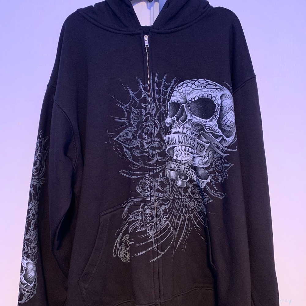 Hot Leathers Men’s Sweet Demise Zipper Hoodie XL Black